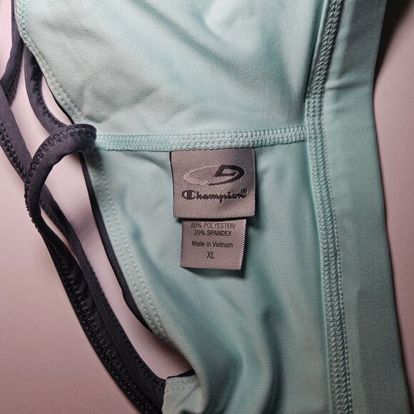 Champion Women’s Sports Bra XL Mint Green Gray Crisscross Back Adjustable Hook - Picture 4 of 7